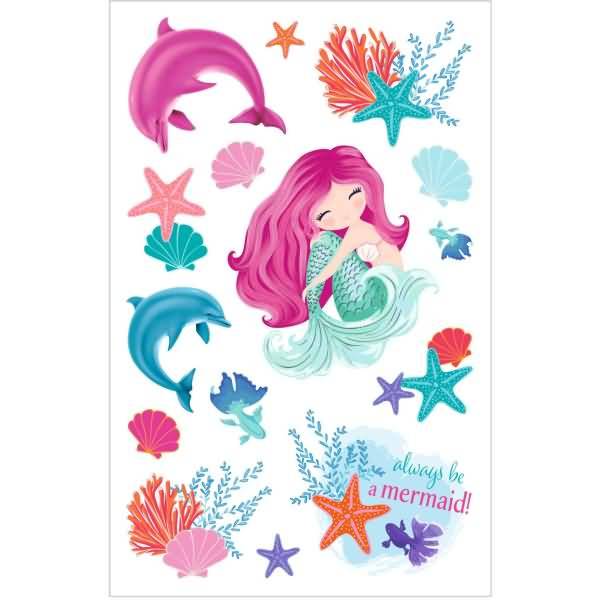 Sticker-Etikett Meerjungfrau 3 Blatt