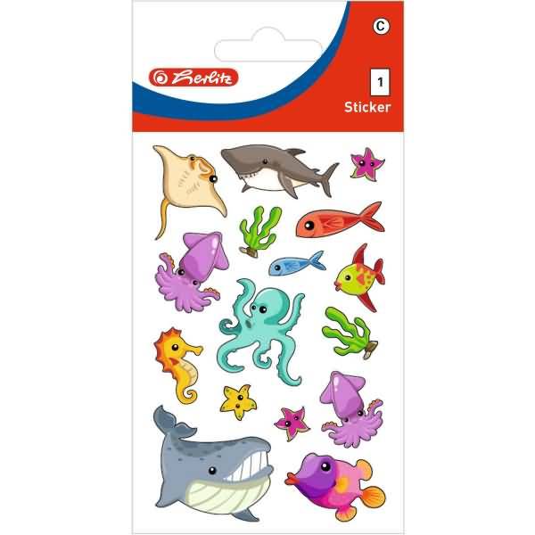 Sticker-Etikett 3 D Mädchen Motiv 2 1 Stück Meerestiere