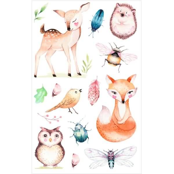 Sticker-Etikett Mädchen Motiv 5 3 Stück Waldtiere