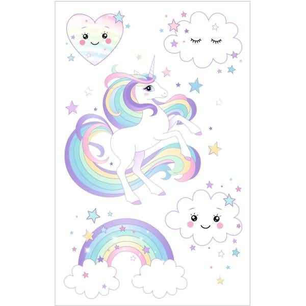 Sticker-Etikett Mädchen Motiv 6 1 Stück Einhorn