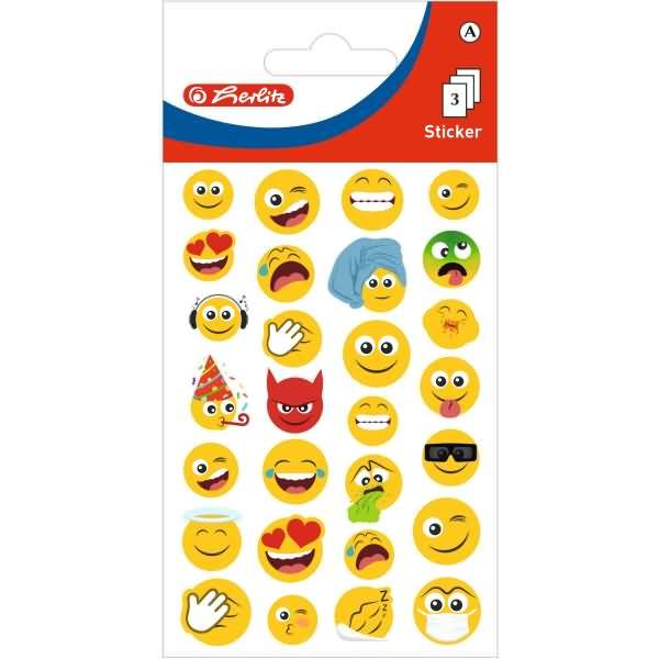 Sticker-Etikett Kids Motiv 1 3 Blatt Emoji Faces