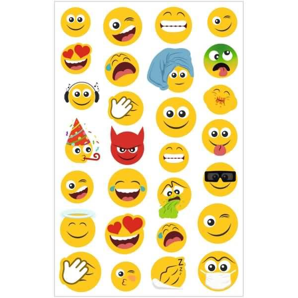 Sticker-Etikett Kids Motiv 1 3 Blatt Emoji Faces