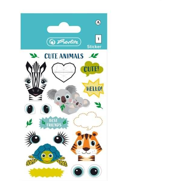 Sticker-Etikett Folie Cute Animals 1 Blatt