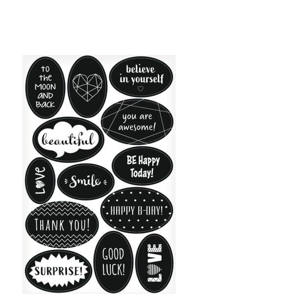 Sticker-Etikett oval 3 Blatt Just Black