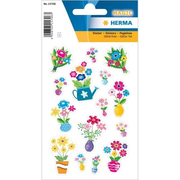 Sticker Blümchen mit Glitter