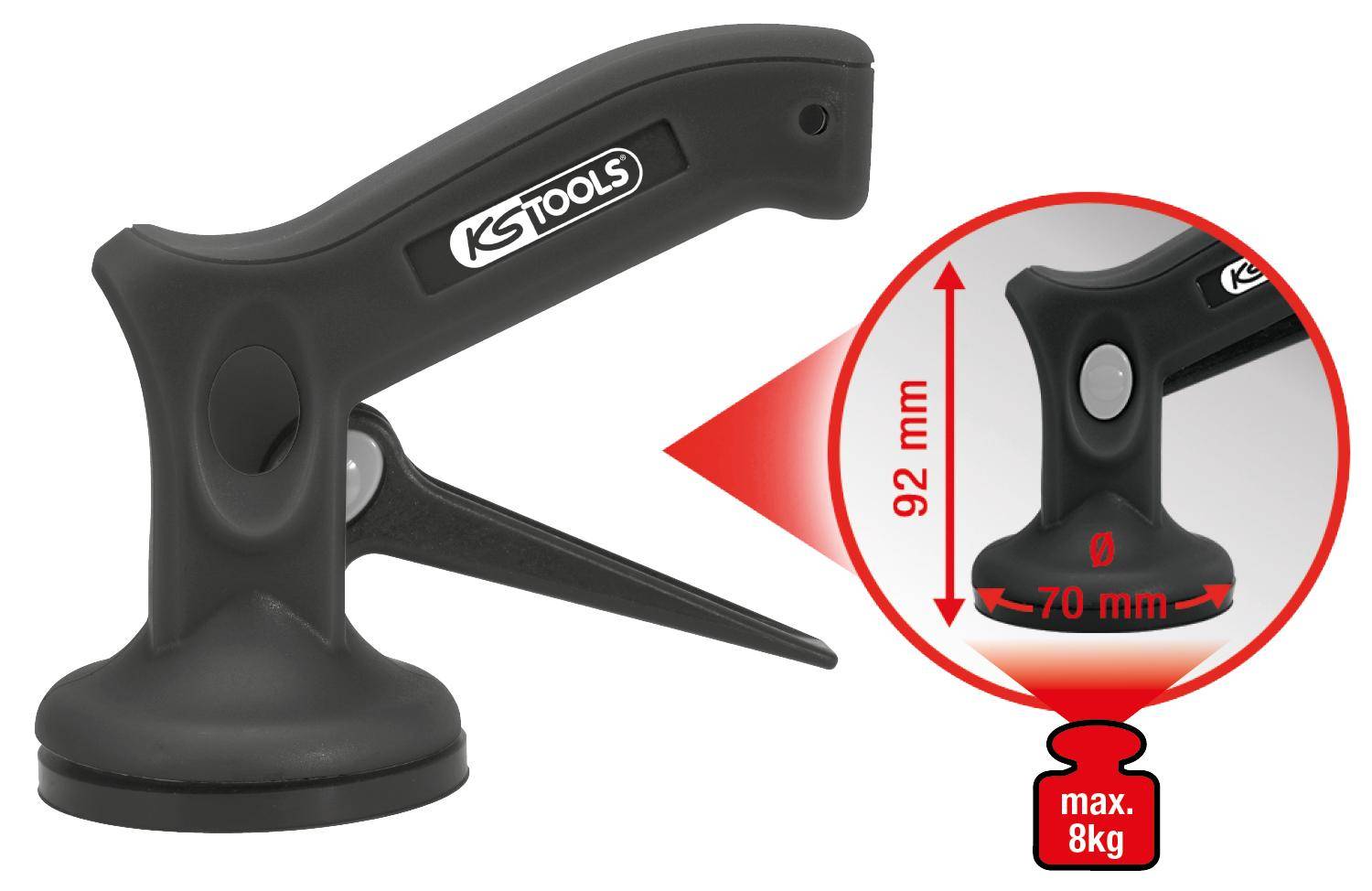 KS TOOLS Einhand-Mini-Saugheber, 8kg, Ø 70mm