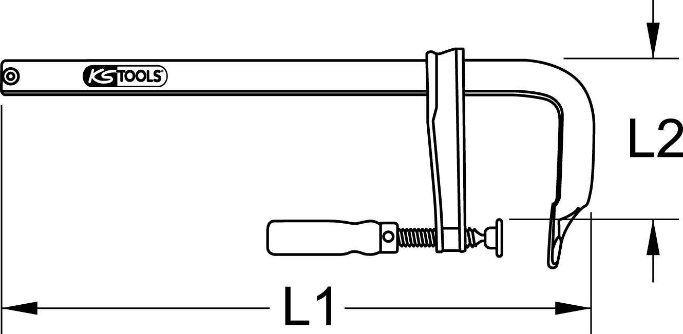 KS TOOLS Temperguss-Schraubzwinge, 120x1000mm (145.0126)