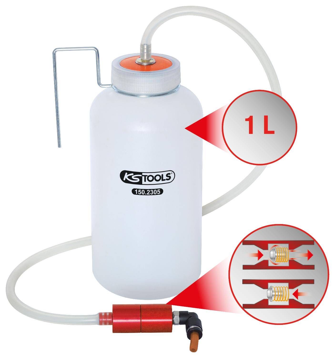 KS TOOLS Ein-Mann-Bremsenentffter mit Auffangflasche