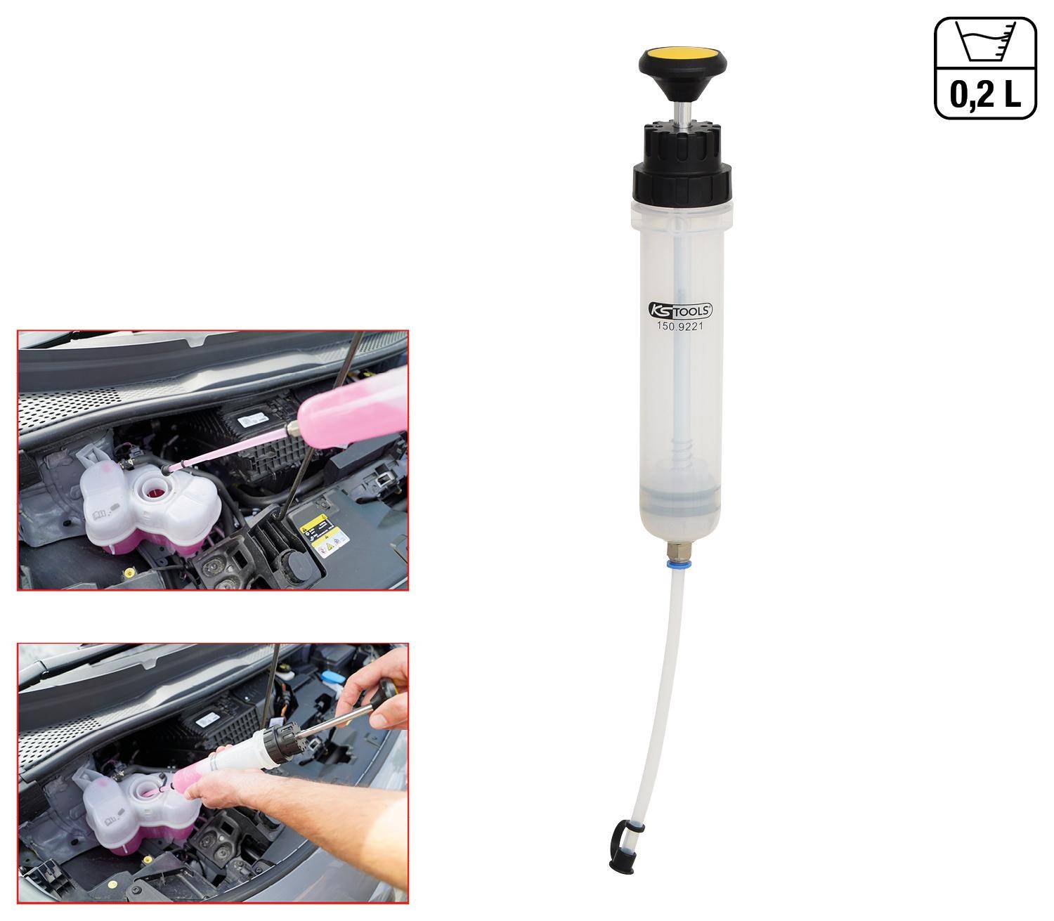 KS TOOLS Absaug- und Füllhandpumpe, 0,2 Liter