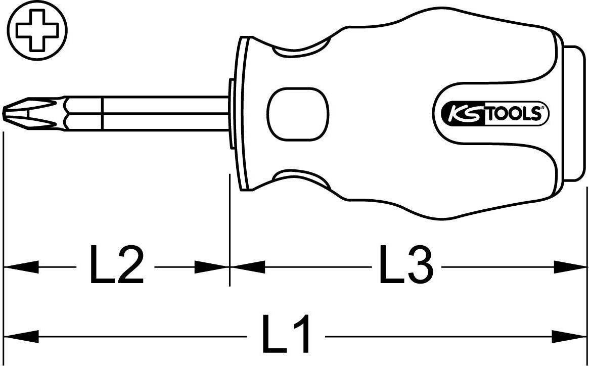 KS TOOLS ERGOTORQUEmax Schlagkappen-Schraubendreher, PH2, kurze Form (151.1107)