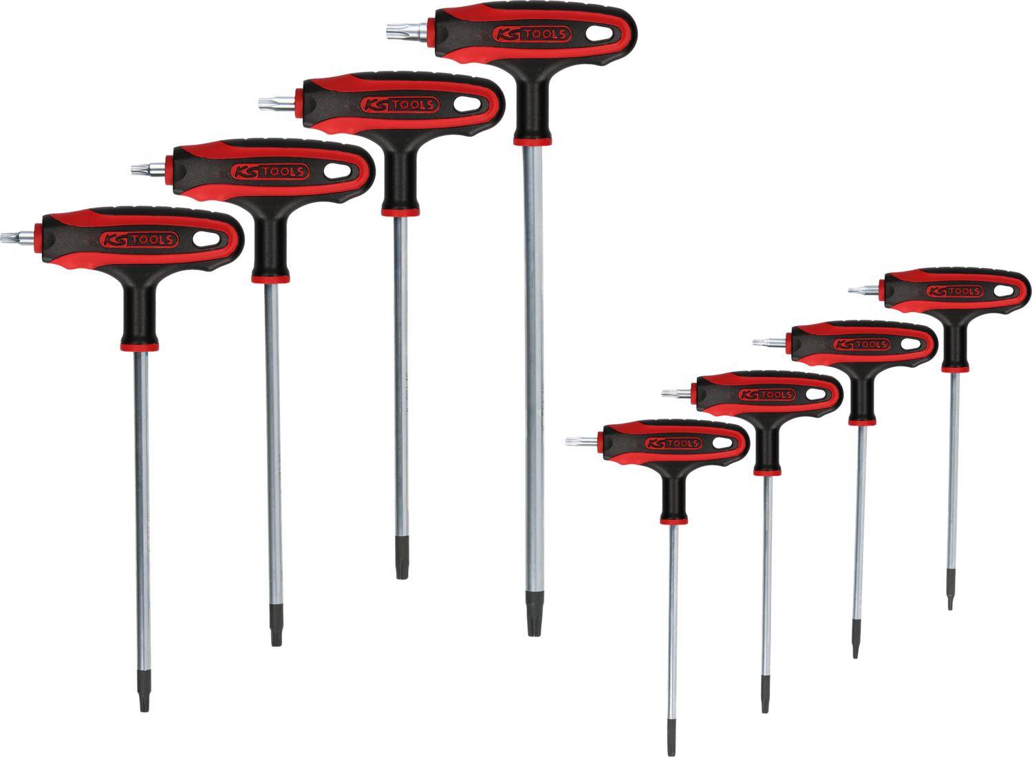 KS TOOLS T-Griff-Torx-Winkelstiftschlüssel-Satz, 8-tlgBohrung