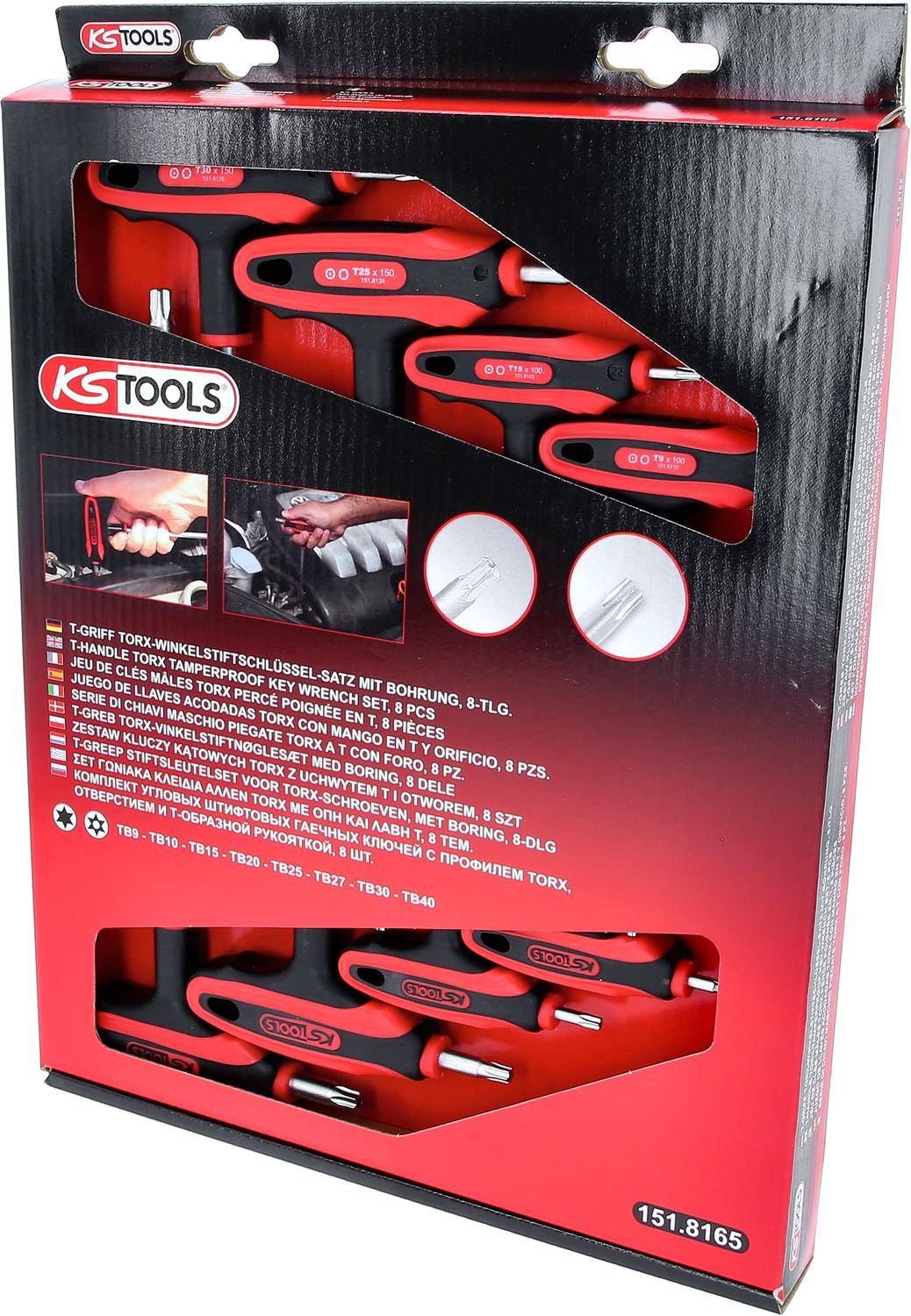 KS TOOLS T-Griff-Torx-Winkelstiftschlüssel-Satz, 8-tlgBohrung