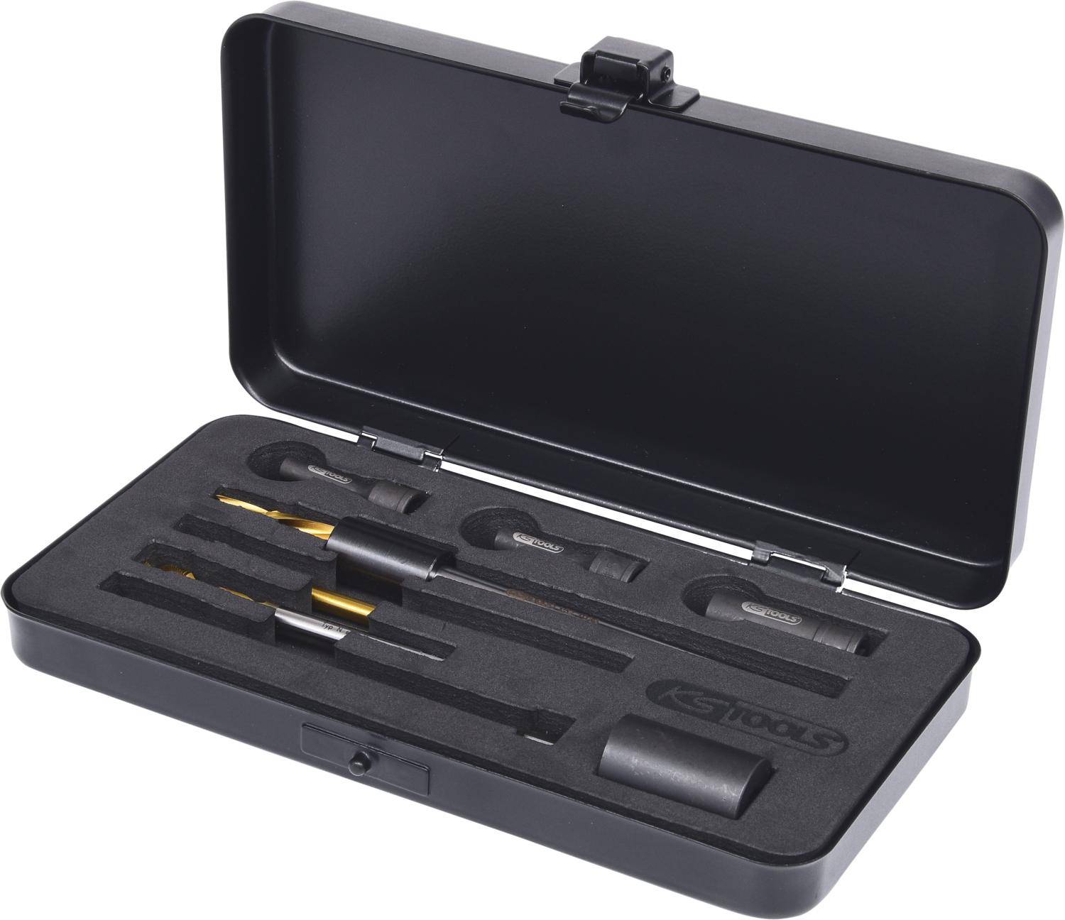 KS TOOLS Universal Glühkerzen-Ausbohrsatz M10 x 1, 8-tlg