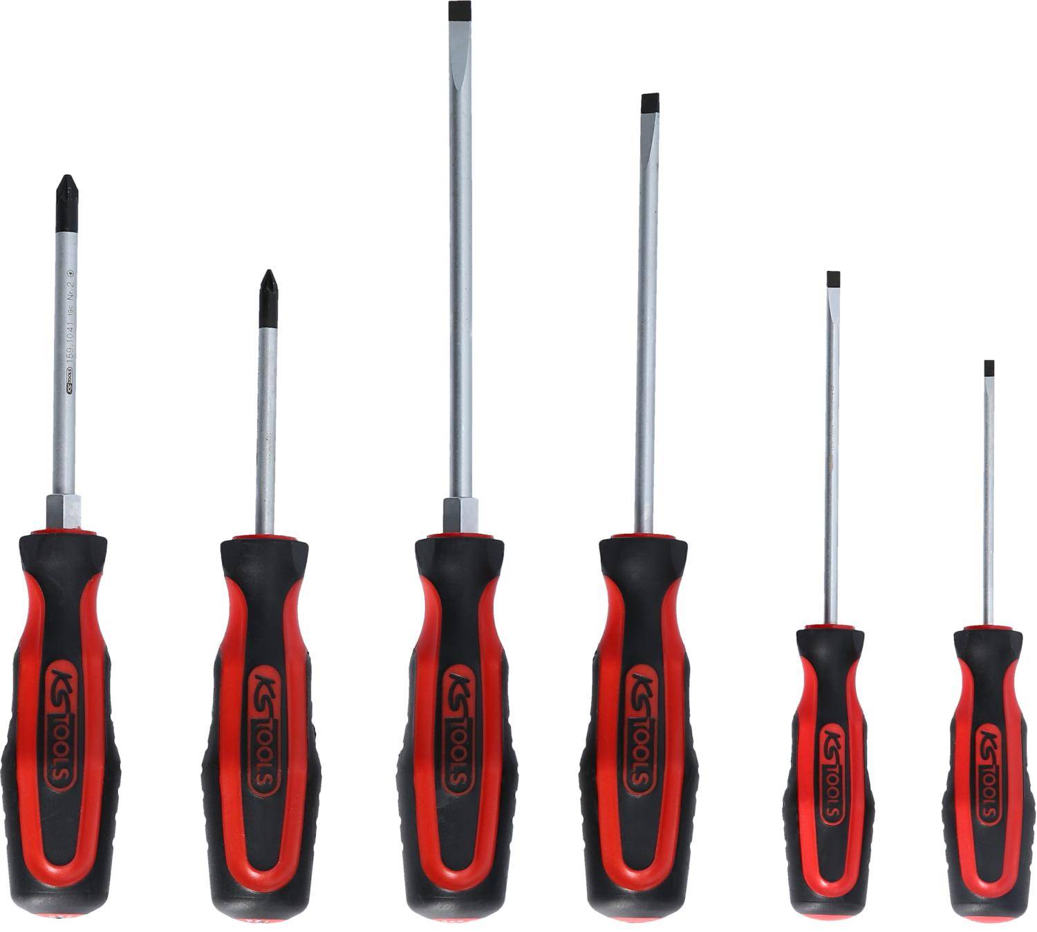 KS TOOLS ERGOTORQUEplus Schraubendreher-Satz, 6-tlg Schlitz, PZ