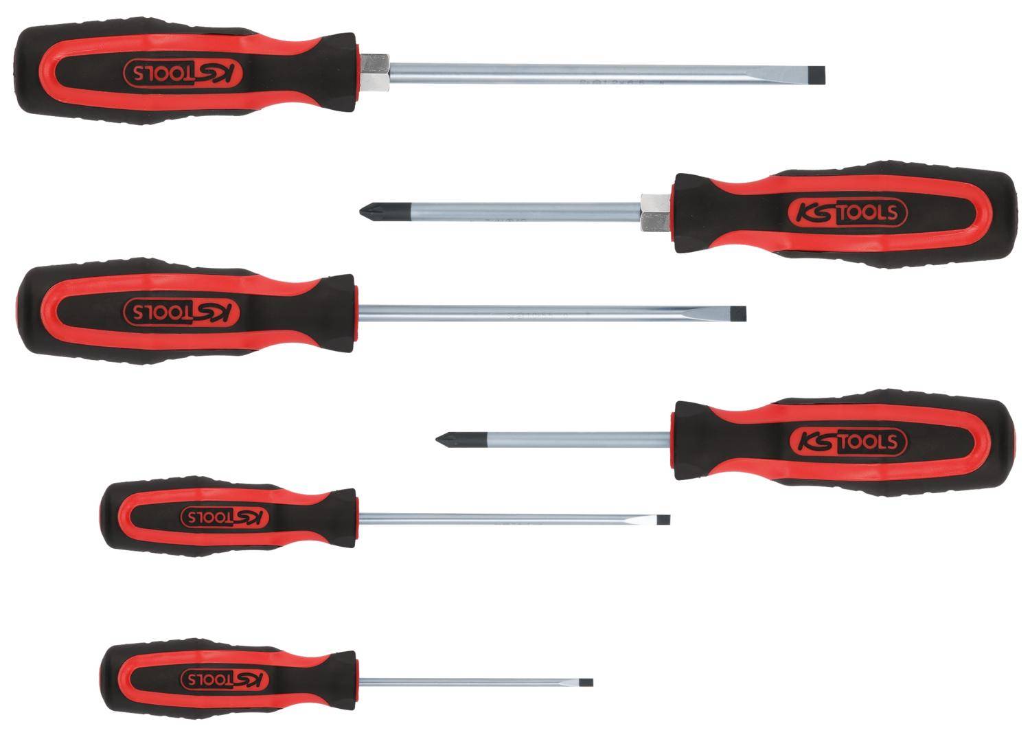 KS TOOLS ERGOTORQUEplus Schraubendreher-Satz, 6-tlg Schlitz, PZ