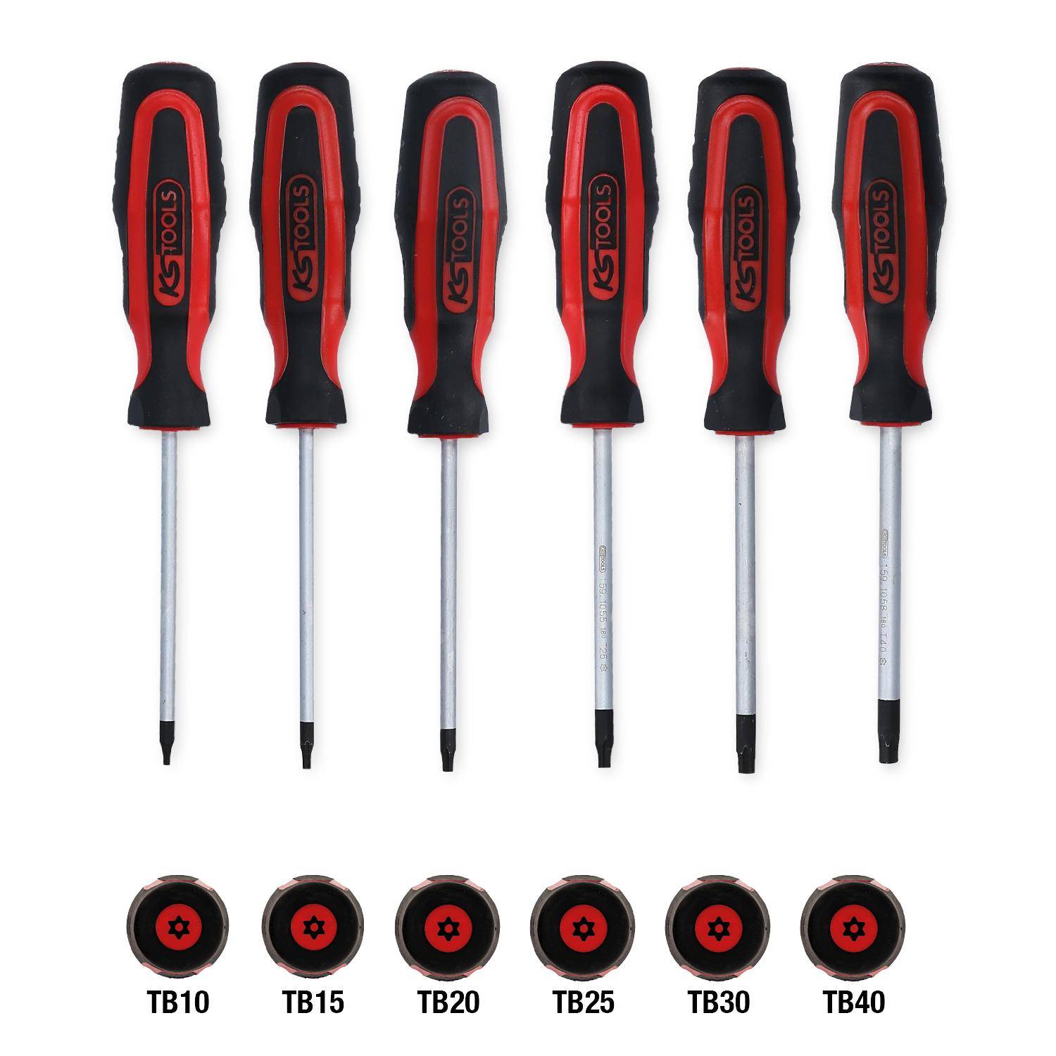 KS TOOLS ERGOTORQUEplus Schraubendreher-Satz, 6-tlg, Torx mit Bohrung