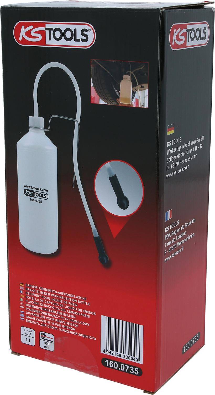 KS TOOLS Bremsflüssigkeits-Auffangflasche, 1 Liter