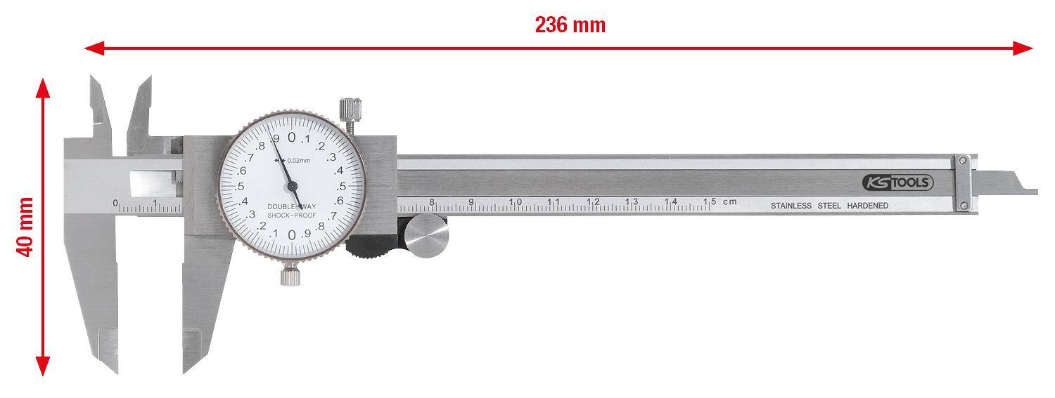 Uhren-Messschieber, Messgenauigkeit +/-0,02