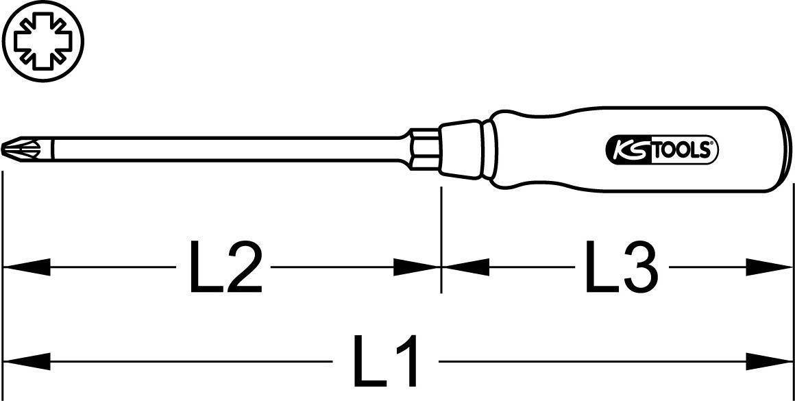 KS TOOLS Werkzeuge-Maschinen GmbH ERGOTORQUE WOOD Schraubendreher, PZ1 (300.1021)