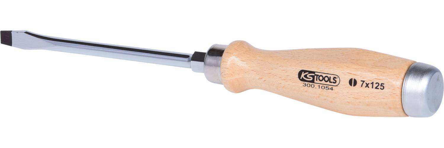 KS TOOLS ERGOTORQUE WOODmax Schlag-Schlitz-Schraubendreher, 7,0mm