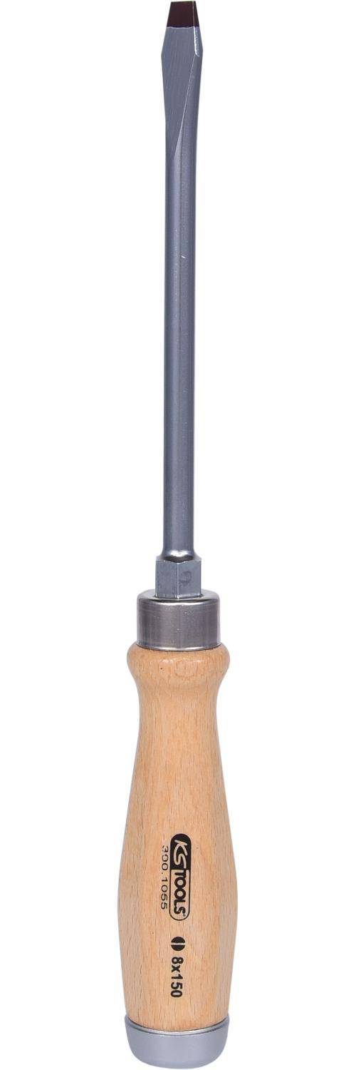 KS TOOLS ERGOTORQUE WOODmax Schlag-Schlitz-Schraubendreher, 8,0mm