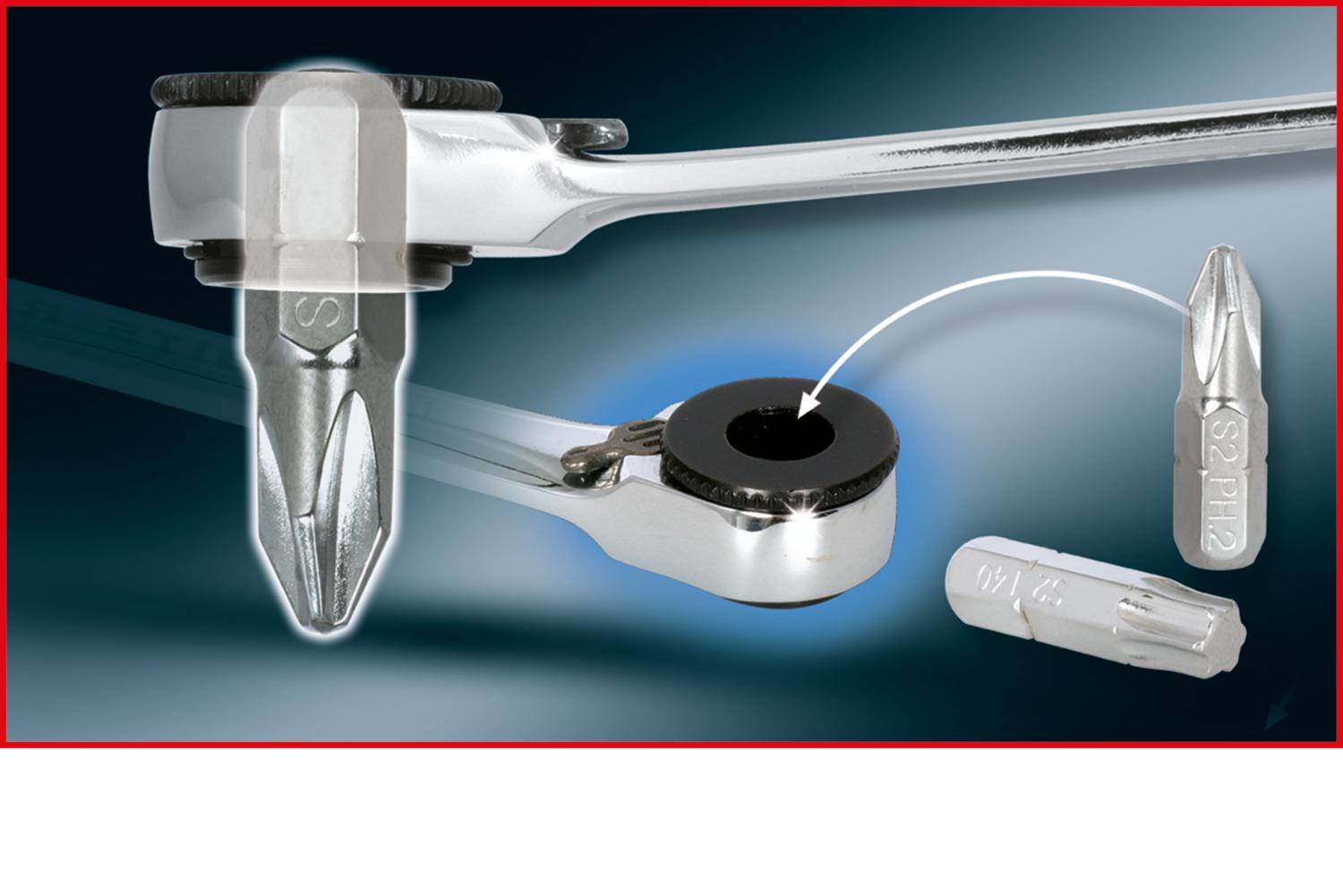 KS TOOLS GEARplus Mini-Bit-Umschalt-Ratschenringschlüssel, 1/4"x10mm