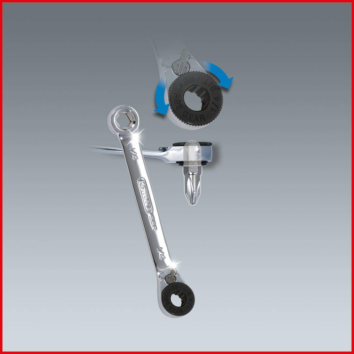 KS TOOLS GEARplus Mini-Bit-Umschalt-Ratschenringschlssel 1/4"x1/4"