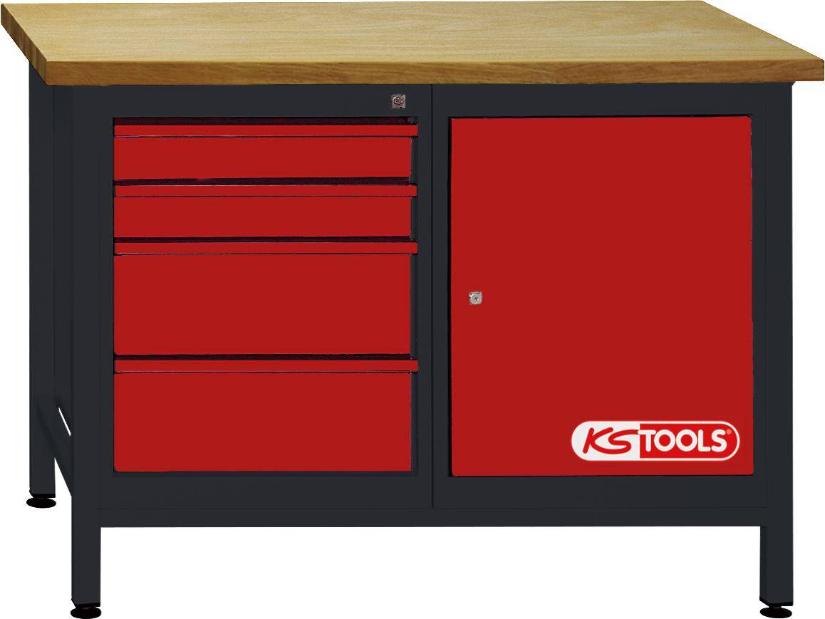 KS TOOLS Werkbank mit 4 Schubladen und 1 Tür, H840xB1200xT600mm