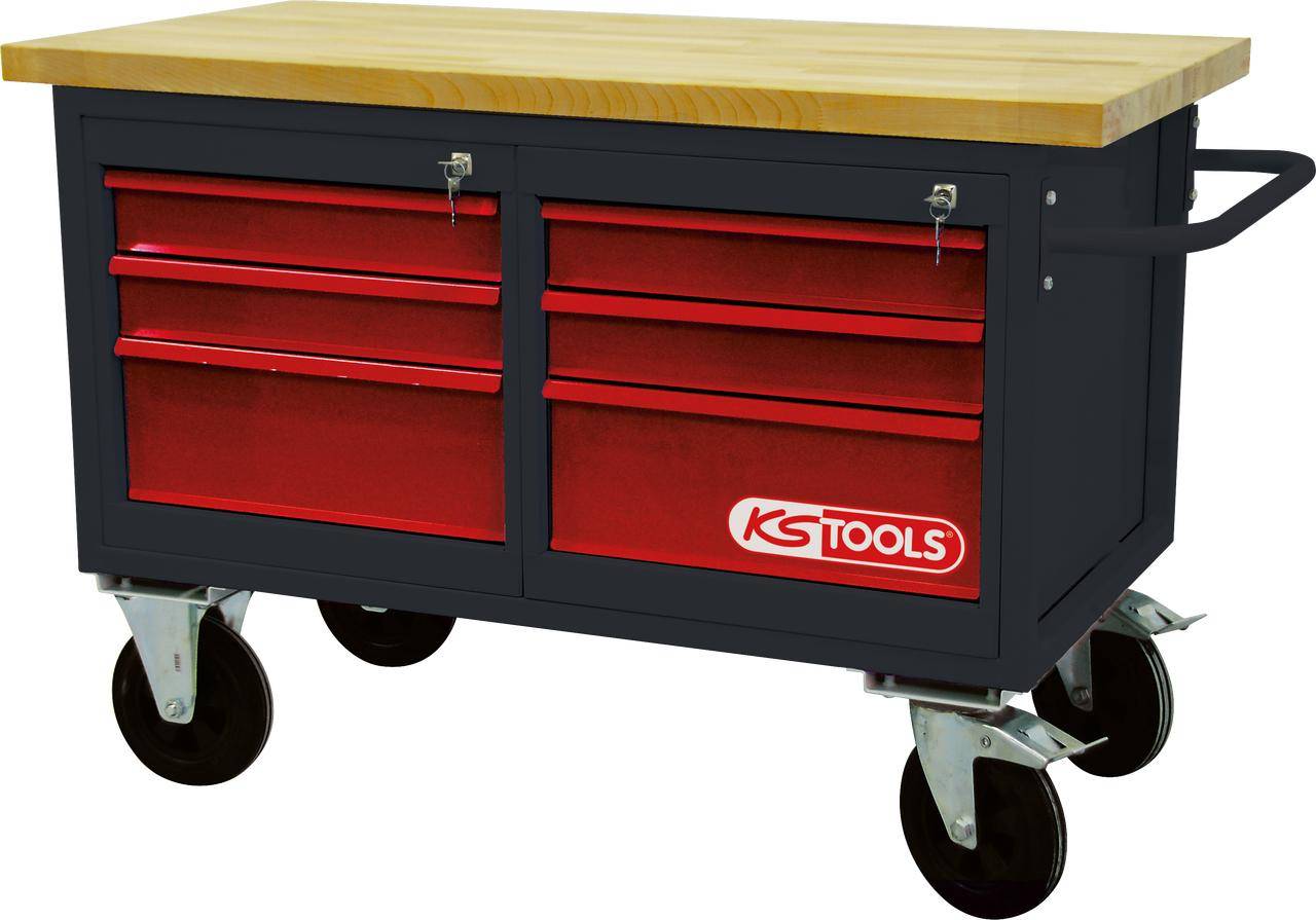 KS TOOLS Fahrbare Werkbank mit 6 Schubladen