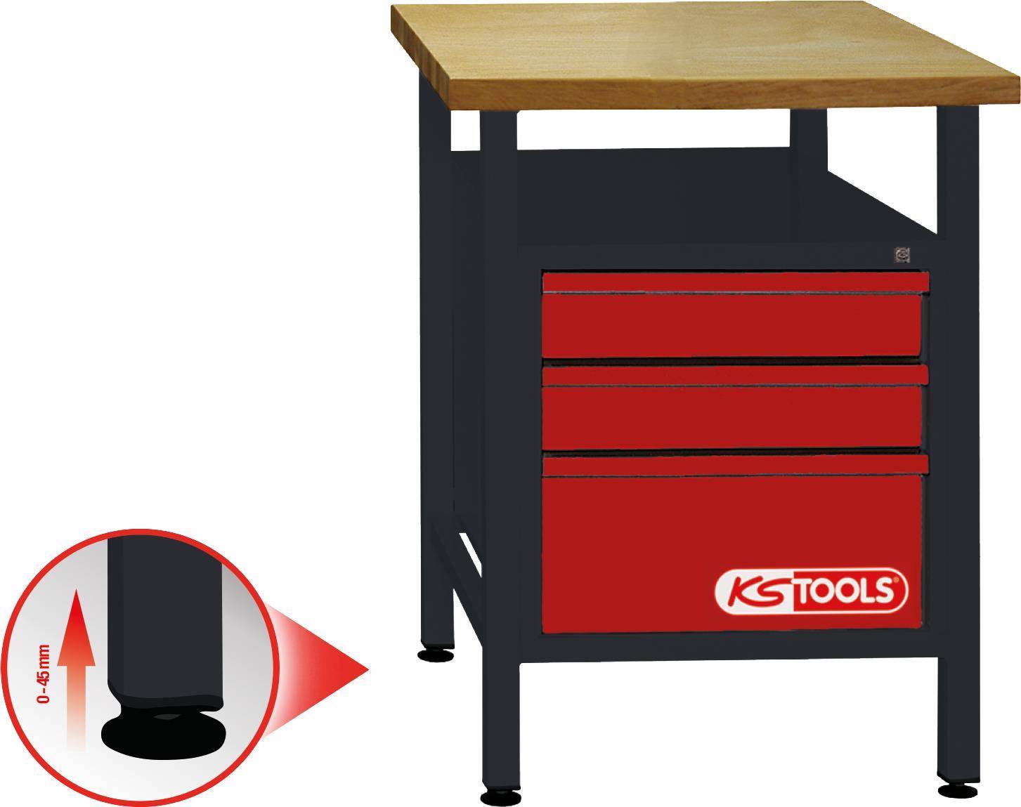 KS TOOLS Werkbank mit 3 Schubladen, H840xB600xT600mm (865.0010)