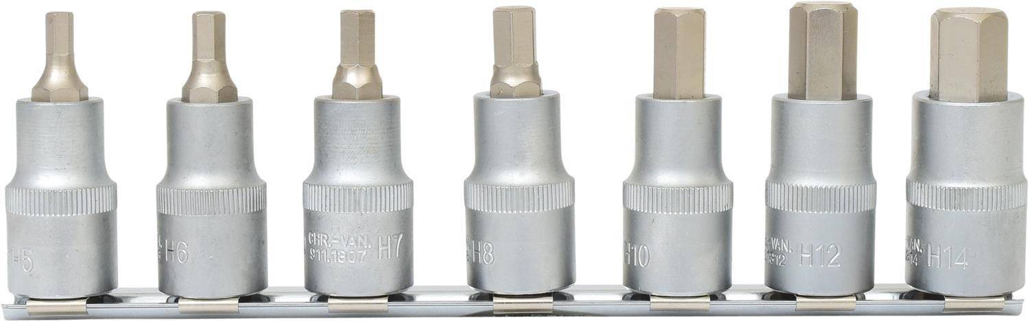 KS TOOLS 1/2'' Bit-Stecknuss-Satz Innensechskant, kurz, 7-tlg
