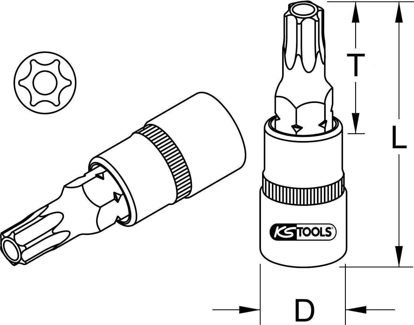KS TOOLS 1/4'' Bit-Stecknuss TX mit Stirnlochbohrung, TB8 (911.1461)