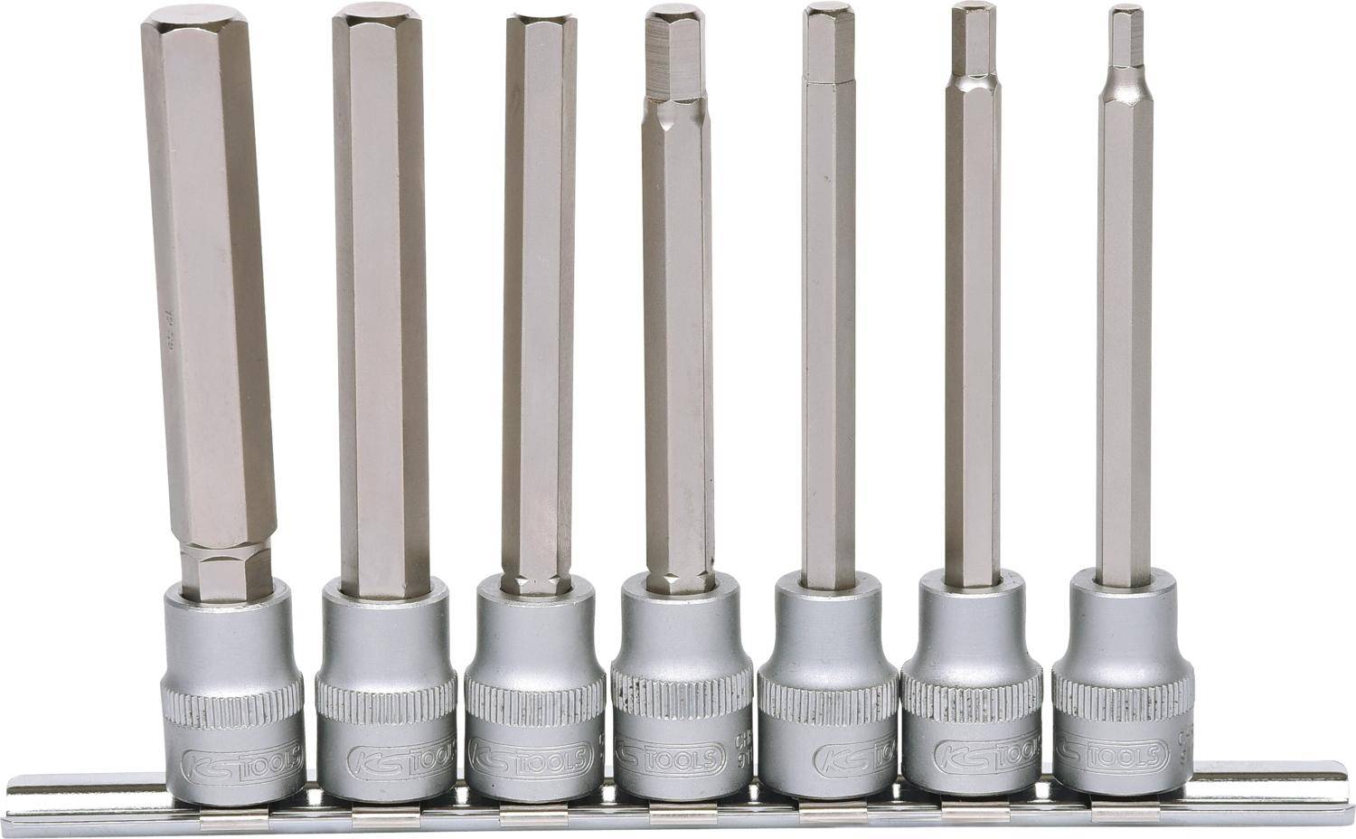 KS TOOLS 3/8" Bit-Stecknuss-Satz Innensechskant, lang, 7-tlg