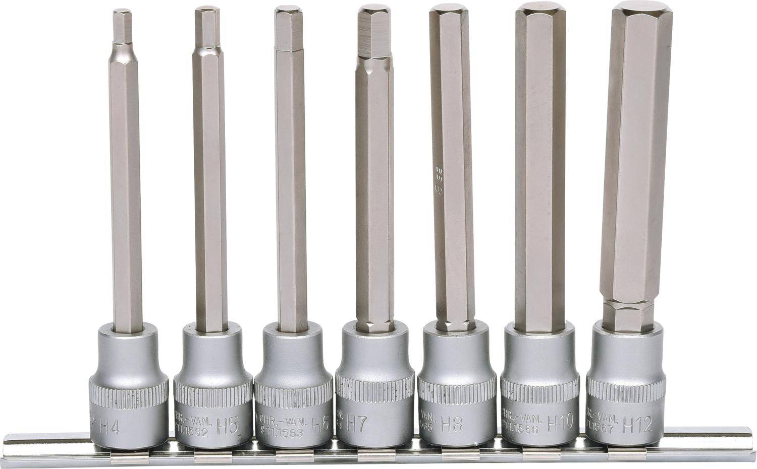 KS TOOLS 3/8" Bit-Stecknuss-Satz Innensechskant, lang, 7-tlg