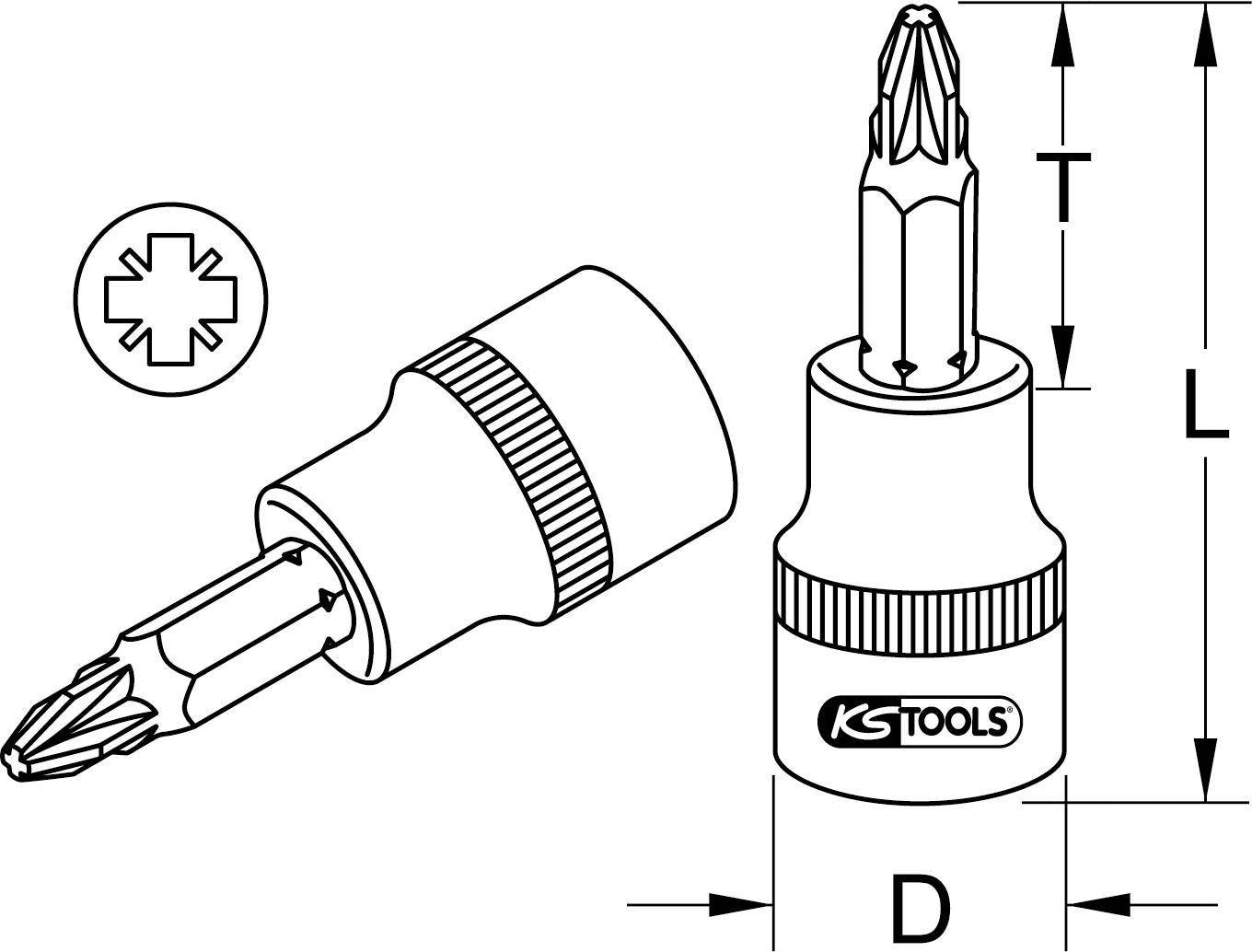 KS TOOLS 1/2'' Bit-Stecknuss, PZ4 (917.1303)