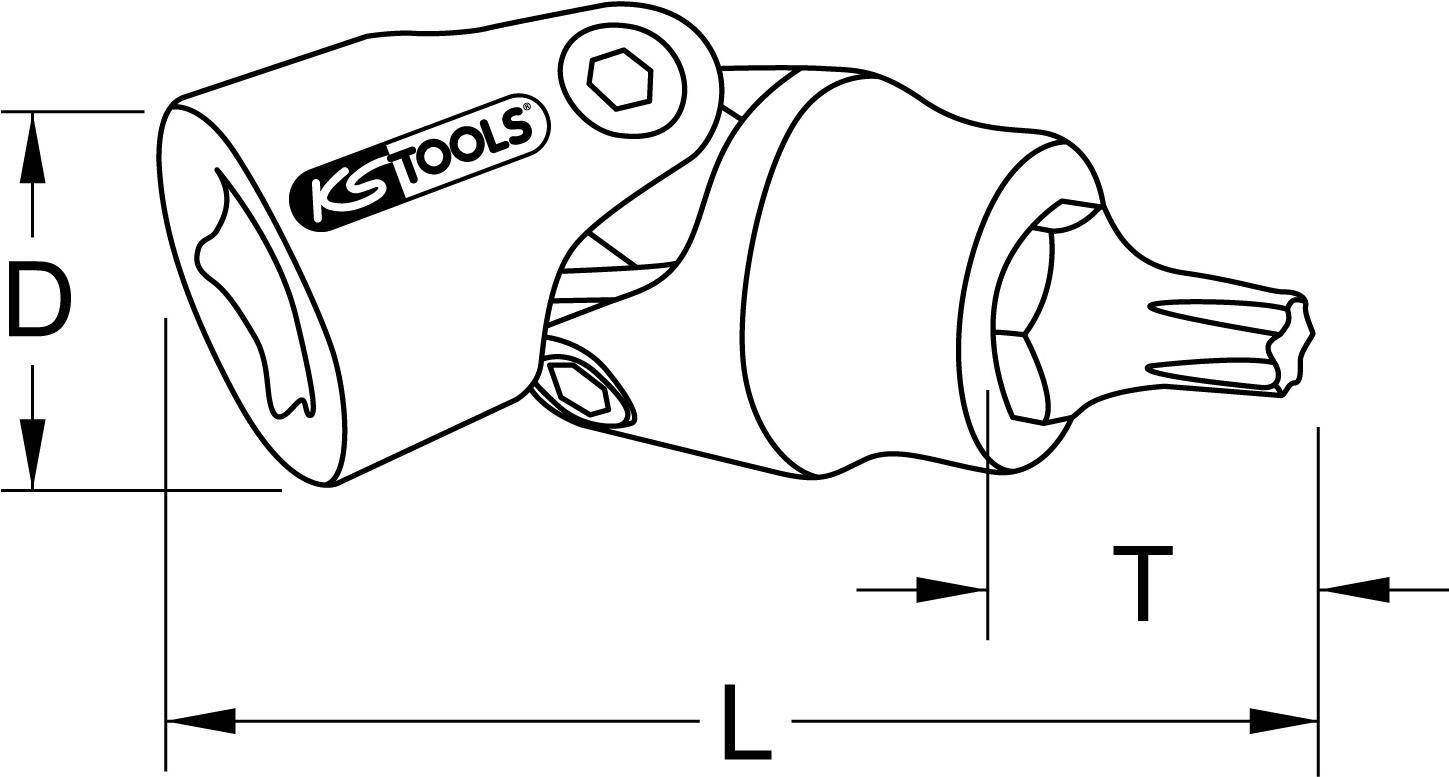 KS TOOLS Werkzeuge-Maschinen GmbH 1/4'' CHROMEplus Gelenk-Bit-Stecknuss Torx, T10 (917.1492)