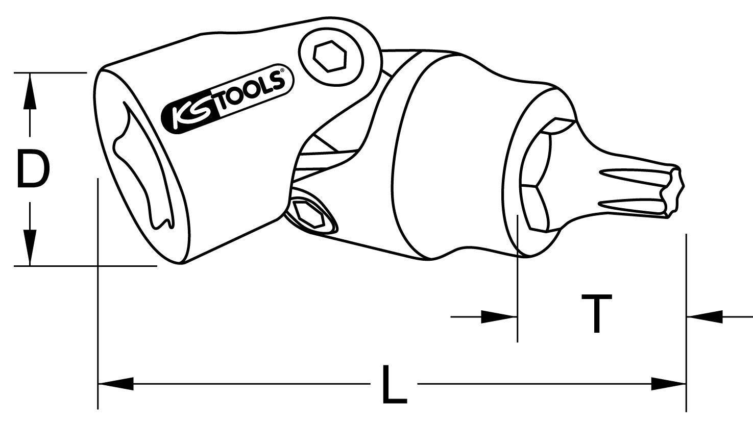 KS TOOLS 1/4" CHROMEplus Gelenk-Bit-Stecknuss Torx, T40