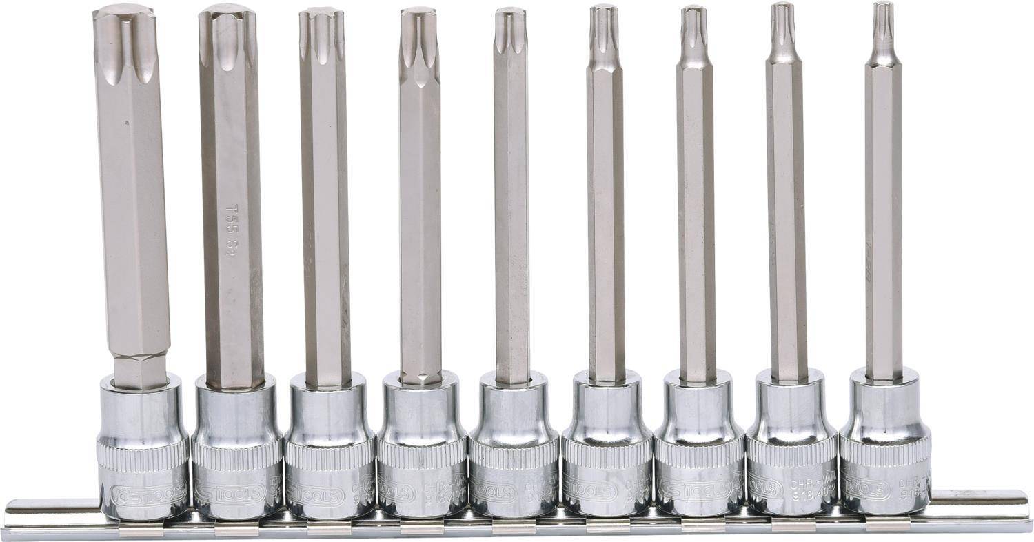 KS TOOLS 3/8'' CHROMEplus Bit-Stecknuss-Satz TX, lang, 9-tlg