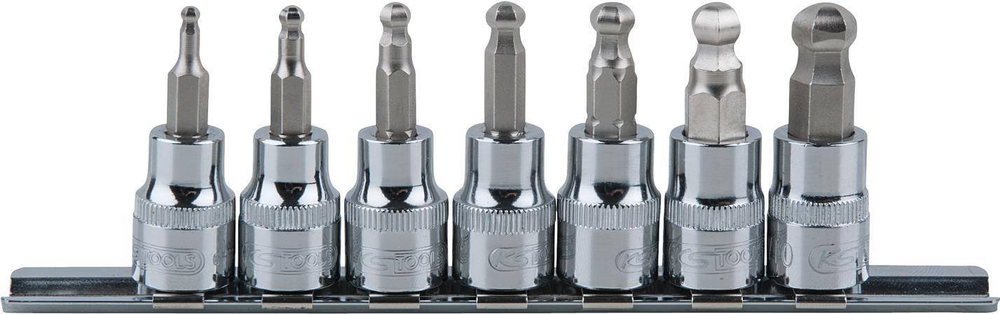 KS TOOLS 3/8'' CHROMEplus Bit-Stecknuss-Satz Innen6kant, Kugelkopf, 7-tlg.3-10mm (918.3772)
