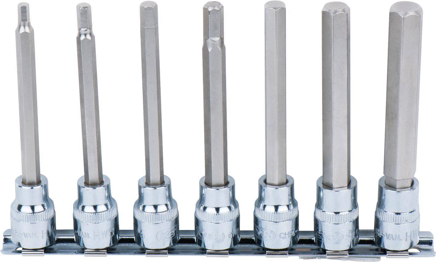 KS TOOLS 3/8'' CHROMEplus Bit-Stecknuss-Satz Innensechskant, 7-tlg