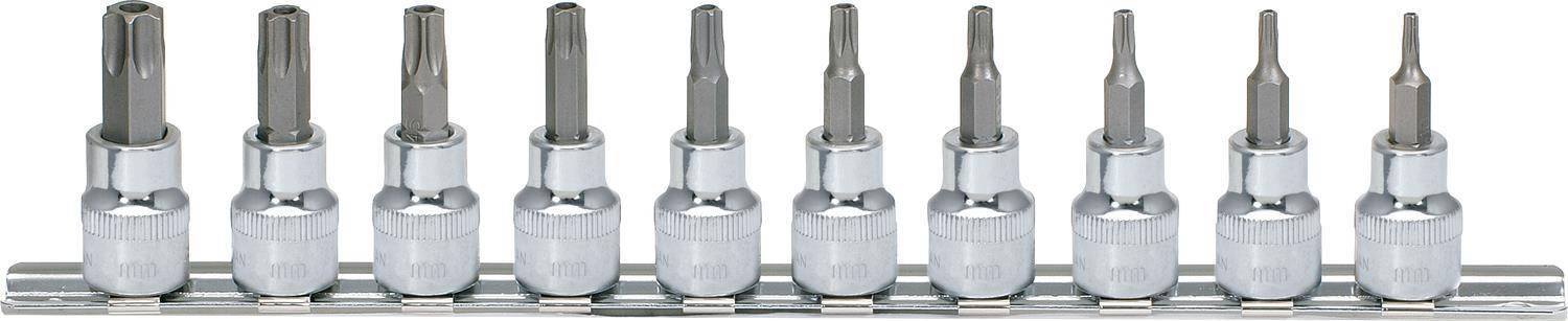 KS TOOLS 3/8'' CHROMEplus Bit-Stecknuss-Satz TX, Bohrung, 10-tlg.TB10-TB55 (918.3970)
