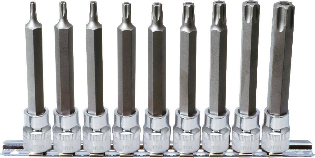 KS TOOLS 3/8'' CHROMEplus Bit-Stecknuss-Satz TX, Bohrung, lang, 9-tlg.TB20-TB60 (918.3969)