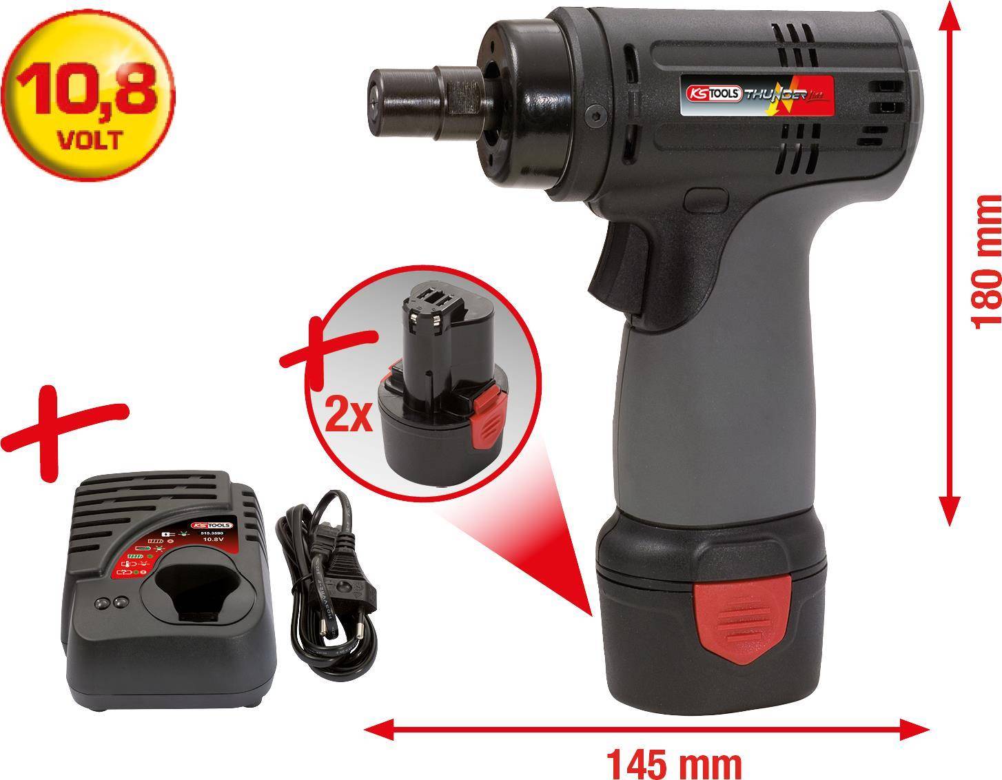 KS TOOLS Akku-Hochleistungs-Schleifer, 22.000 U/min 10,8V, mit 2 Akkus und 1 Ladegerät (515.3546)
