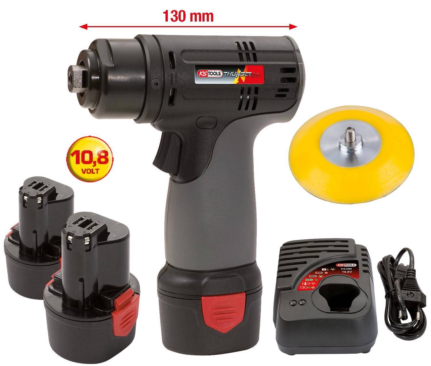 KS TOOLS Akku-Schleifmaschine, 3.200 U/min 10,8V, mit 2 Akkus und 1