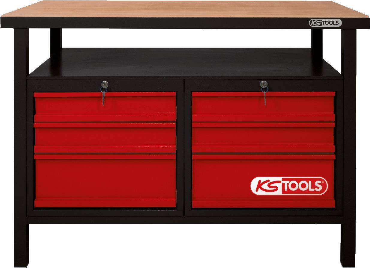 KS TOOLS Werkzeuge-Maschinen GmbH Werkbank mit 6 Schubladen, H840xB1200xT600mm (865.0004)