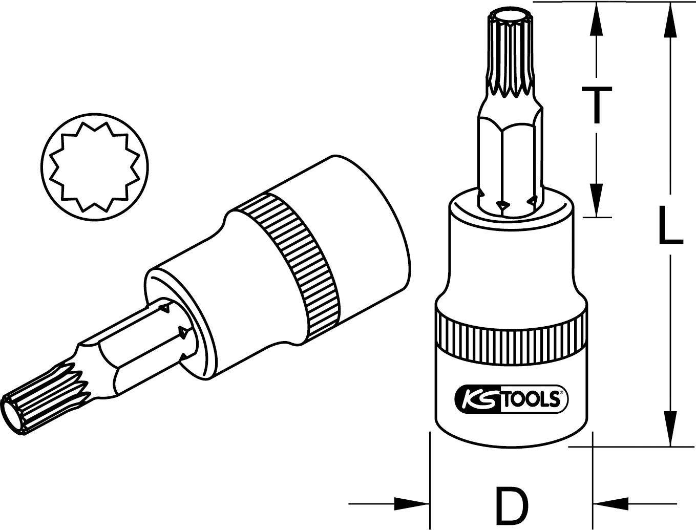 KS TOOLS 3/8'' CHROMEplus Bit-Stecknuss XZN, M5 (918.3857)