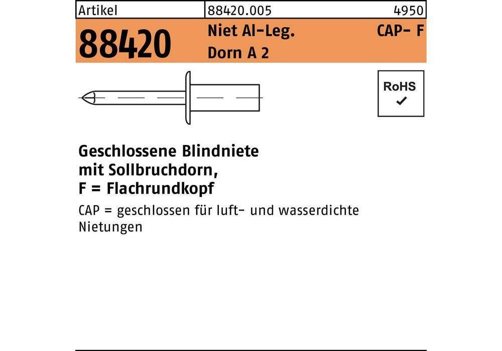 GESIPA Blindniete R 88420 Flachrundkopf 4,8 x 12,5 Niet