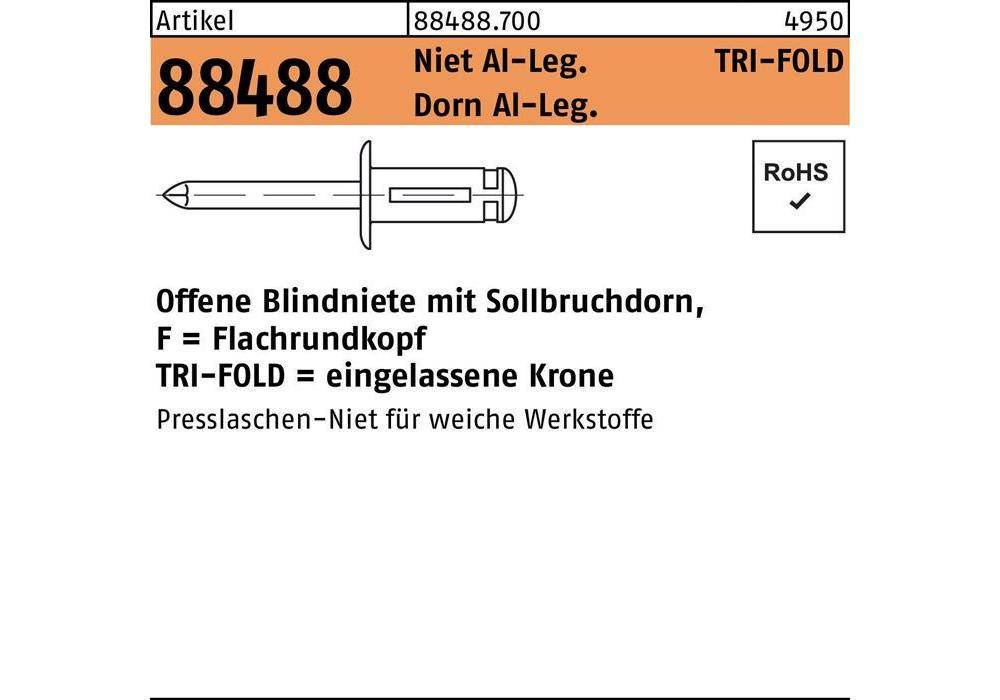 GESIPA Blindniete R 88488 Flachrundkopf 4,8 x 25,4 Niet