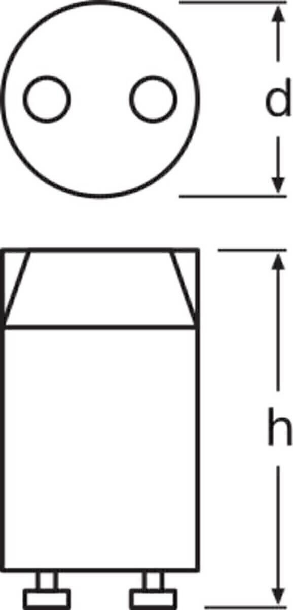 Eine Skizze zeigt einen Zylinder mit seiner Höhe, die mit ‚h' gekennzeichnet ist. Sie beinhaltet eine Draufsicht (Kreis) und eine Seitenansicht und zeigt dimensionale Messungen.