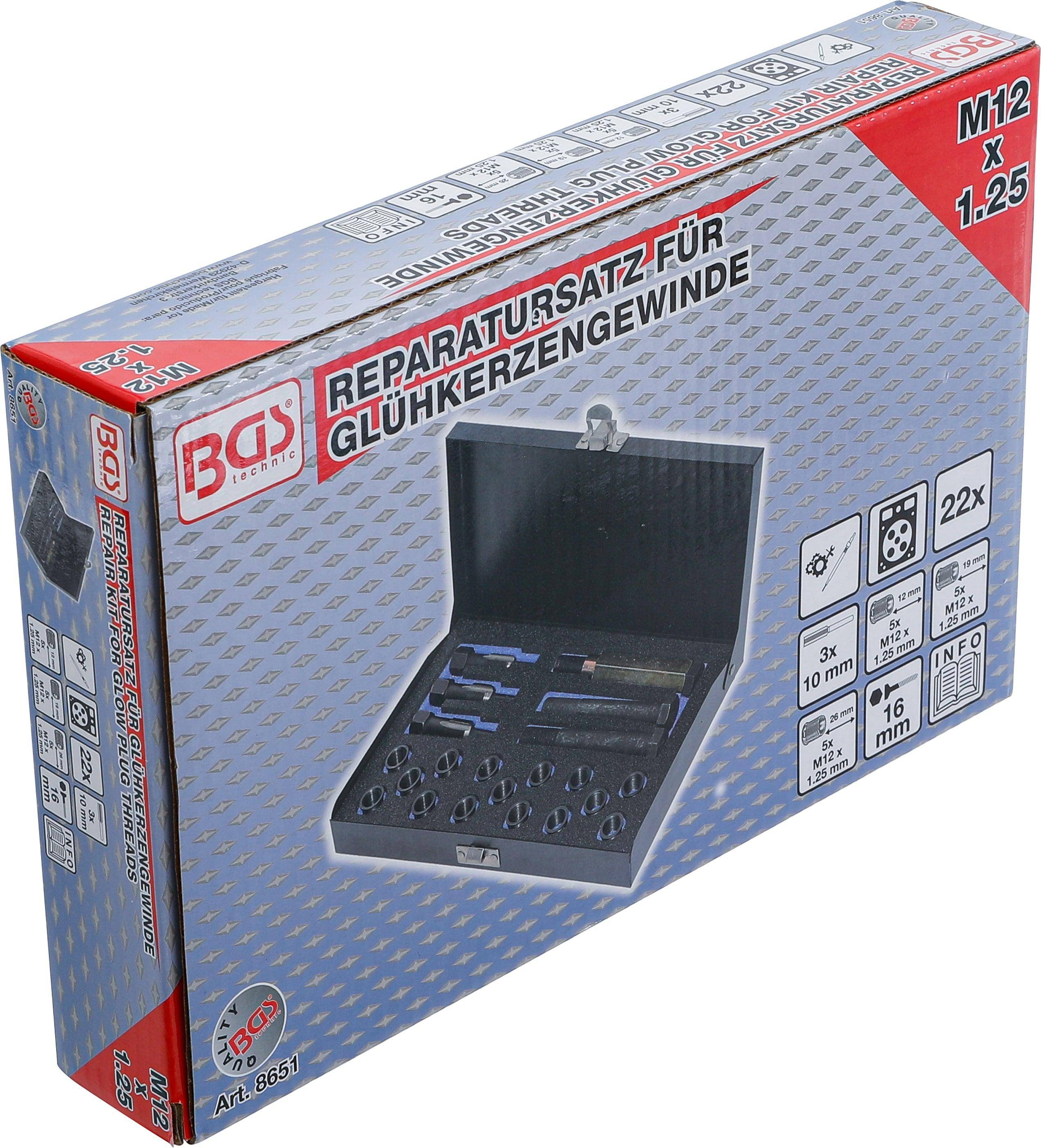 BGS Reparatursatz für Glühkerzengewinde | M12 x 1.25